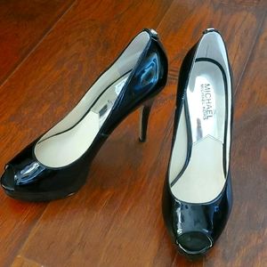 MICHAEL Michael Kors Black Peep Toe Heels